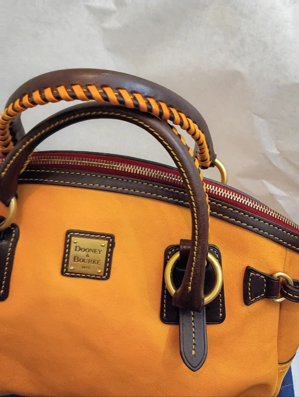 Dooney & Bourke Florentine Leather Satchel with Tassel - Picture 13 of 15
